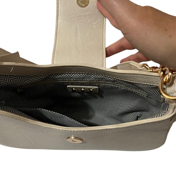 Pretty Simple Cream Vegan Leather Bamboo Shoulder Bag - Picture 6 of 14